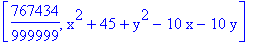 [767434/999999, x^2+45+y^2-10*x-10*y]